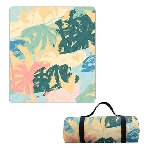 Hayisugal Picknickdecke 200x200 cm Verdickte Stranddecke Sandfrei Wasserdicht Campingdecke Picknickmatte Tragbare Picknickdecke für Strand,Picknick,Wandern,Park,Reisen, Pflanzen A, 200 x 200 cm von Hayisugal