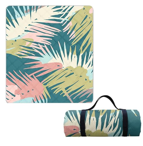 Hayisugal Picknickdecke 200x200 cm Verdickte Stranddecke Sandfrei Wasserdicht Campingdecke Picknickmatte Tragbare Picknickdecke für Strand,Picknick,Wandern,Park,Reisen, Pflanzen E, 150 x 200 cm von Hayisugal
