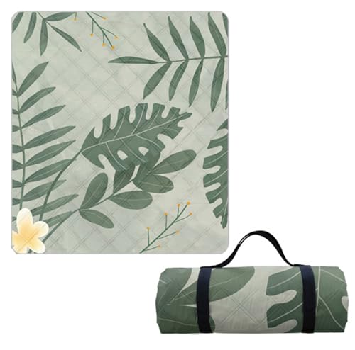 Hayisugal Picknickdecke 200x200 cm Verdickte Stranddecke Sandfrei Wasserdicht Campingdecke Picknickmatte Tragbare Picknickdecke für Strand,Picknick,Wandern,Park,Reisen, Pflanzen F, 200 x 200 cm von Hayisugal