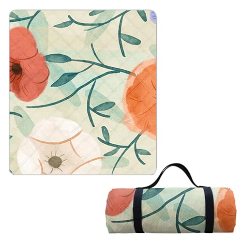 Hayisugal Picknickdecke 200x200 cm Verdickte Stranddecke Sandfrei Wasserdicht Campingdecke Picknickmatte Tragbare Picknickdecke für Strand,Picknick,Wandern,Park,Reisen, Pflanzen K, 200 x 200 cm von Hayisugal