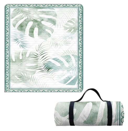 Hayisugal Picknickdecke 200x200 cm Verdickte Stranddecke Sandfrei Wasserdicht Campingdecke Picknickmatte Tragbare Picknickdecke für Strand,Picknick,Wandern,Park,Reisen, Pflanzen N, 150 x 200 cm von Hayisugal