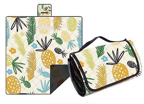 Hayisugal Picknickdecke Sandfrei Stranddecke Wasserdicht Campingdecke Waschbar Strandunterlage Tragbare Picknickdecke Soft für Strand,Picknick,Wandern,Reisen, Ananas, 200 x 200 cm von Hayisugal