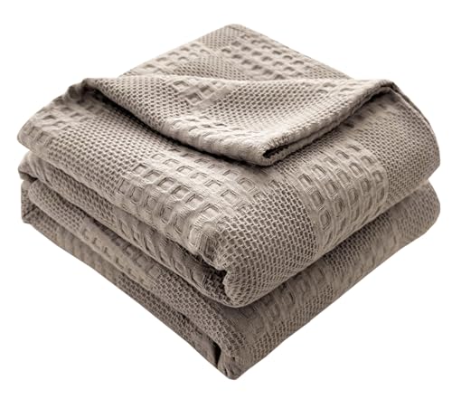 Hayisugal Tagesdecke 100% Baumwolle Kuscheldecke Leichte Wohndecke in Waffeloptik, Softe Überwurfdecke Bett, Sofa Überwurf Wohnzimmer Schlafzimmer Sommerdecke Baumwolldecke, Hellgrau, 150 x 200cm von Hayisugal