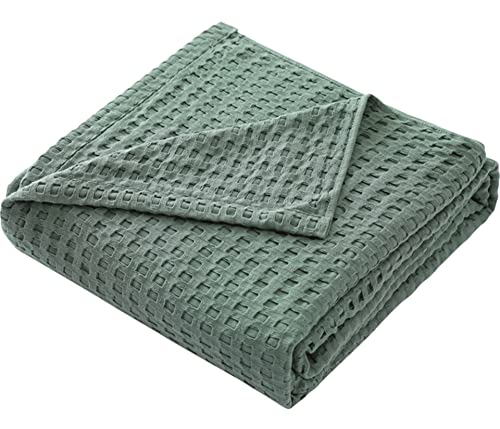 Hayisugal Tagesdecke 100% Baumwolle Waffelpique Kuscheldecke Flauschige Wohndecke Soft Sommerdecke Waffeloptik Luftige Baumwolldecke als Bett Überwurf, Sofa Couch Decke, Grün, 150 x 200cm von Hayisugal