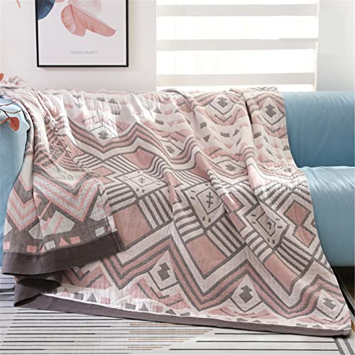 Hayisugal Tagesdecke Bettüberwurf 100% Baumwolle Boho Decke Baumwolldecke als Bett-Überwurf,Couch-Überwurf,Sofa-Überwurf,Doppelseitig Kuscheldecke, Geometrie Rosa, 200x230cm von Hayisugal