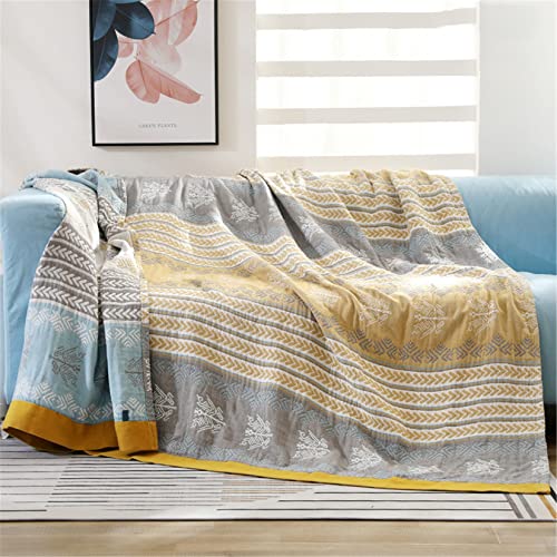 Hayisugal Tagesdecke Bettüberwurf 100% Baumwolle Boho Decke Baumwolldecke als Bett-Überwurf,Couch-Überwurf,Sofa-Überwurf,Doppelseitig Kuscheldecke, Weizenohr Gelb, 200x230cm von Hayisugal