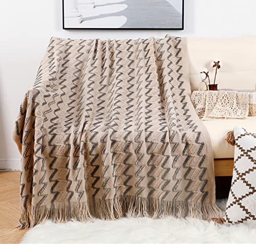 Hayisugal Tagesdecke Wohndecke Boho Decke super Soft Gestrickte Decke Wendedecke Kuscheldeck Sofadecke Couchdecke Soft überwurf Decke, Khaki, 130 x 150cm von Hayisugal