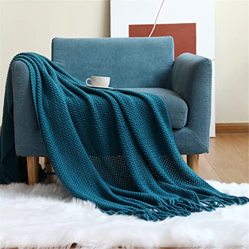 Hayisugal Tagesdecke Wohndecke Boho Decke weich Gestrickte Decke Wendedecke Kuscheldeck Sofadecke Couchdecke Soft überwurf Decke, Blau, 130 x 200cm von Hayisugal