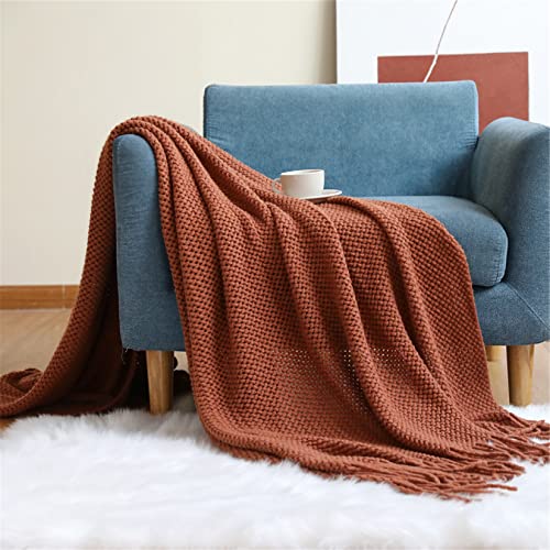 Hayisugal Tagesdecke Wohndecke Boho Decke weich Gestrickte Decke Wendedecke Kuscheldeck Sofadecke Couchdecke Soft überwurf Decke, Karamell, 130 x 150cm von Hayisugal