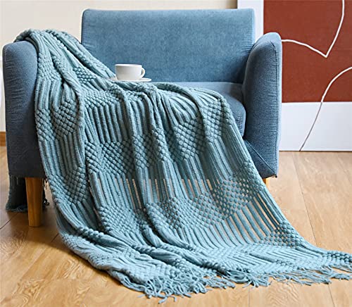 Hayisugal Tagesdecke Wohndecke Boho Decke weich Gestrickte Decke Wendedecke Kuscheldeck Sofadecke Couchdecke überwurf Decke, Grün, 130 x 150cm von Hayisugal