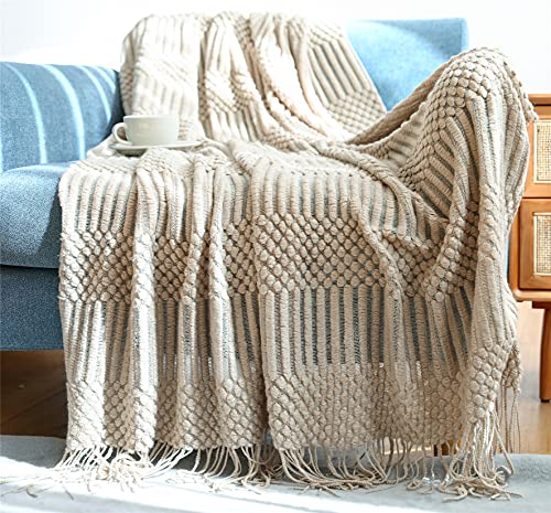 Hayisugal Tagesdecke Wohndecke Boho Decke weich Gestrickte Decke Wendedecke Kuscheldeck Sofadecke Couchdecke überwurf Decke, Khaki, 130 x 150cm von Hayisugal