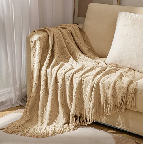 Hayisugal Sofadecke Boho Decke Strick Decke Tagesdecke Wohndecke weich Gestrickte Decke Wendedecke Kuscheldeck Couchdecke überwurf Decke Reise, Khaki Farbe, 130 x 150cm von Hayisugal