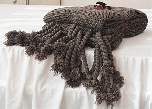 Hayisugal Tagesdecke Wohndecke Wendedecke Kuscheldeck Sofadecke Couchdecke Strickdecke Flauschig Weich und Angenehm Warm Überwurf, Braun, 150 x 200cm von Hayisugal