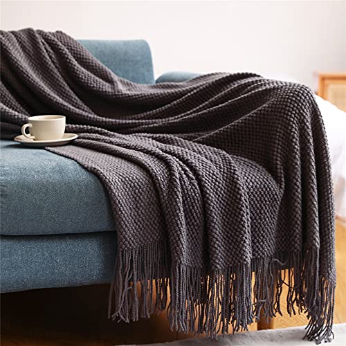 Hayisugal Wohndecke Weich Strick Decke Sofa Deck Quaste Boho Decke Kuscheldecke Sofadecke überwurf Decke für Couch Bett Sofa Stuhl, Grau, 130 x 200cm von Hayisugal