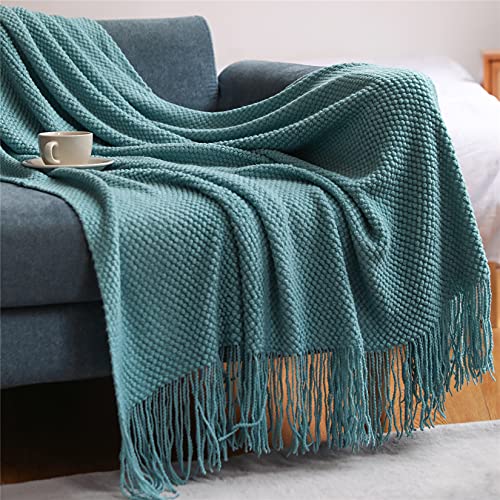 Hayisugal Wohndecke Weich Strick Wolldecke Quaste Boho Decke Kuscheldecke Sofadecke überwurf Decke für Couch Bett Sofa Stuhl, Grün, 150 x 230cm von Hayisugal