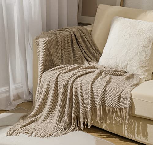 Hayisugal Wohndecke Weich Strick Decke Sofa Deck Quaste Boho Decke Kuscheldecke Sofadecke überwurf Decke für Couch Bett Sofa Stuhl, Khaki, 130 x 200cm von Hayisugal