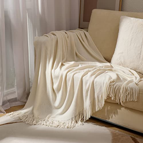 Hayisugal Wohndecke Weich Strick Wolldecke Quaste Kuscheldecke Einfarbig Sofadecke Schlafdecke Decke überwurf Decke Reisedecke, Beige, 130x210cm von Hayisugal