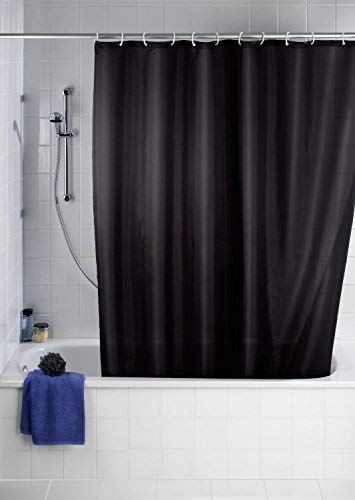 Hayrets Duschvorhang Schwarz 240x180 cm für Badewanne und Dusche im Badezimmer, Badvorhang Anti-Schimmel und Wasserdicht aus Stoff 100% Polyester, Waschbar mit Duschvorhangringen von Hayrets Badewelt