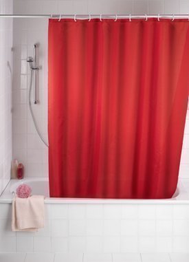 Duschvorhang Uni rot Polyester, 180 x 200 cmrot incl.Ringe Badevorhang Vorhang für Dusche von Hayrets