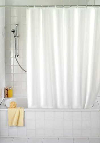 Hayrets Weißer Duschvorhang extra Breit 230x220 Überlänge für Badewanne und Dusche im Badezimmer, Badvorhang Anti-Schimmel und Wasserdicht aus Stoff 100% Polyester, Waschbar mit Vorhangringen von Hayrets