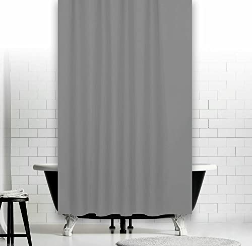 Hayrets Grauer Duschvorhang Überlänge 180x230 cm für Badewanne,Badvorhang Anti-Schimmel und Wasserdicht aus Stoff 100% Polyester, Waschbar mit Vorhangringen von Hayrets