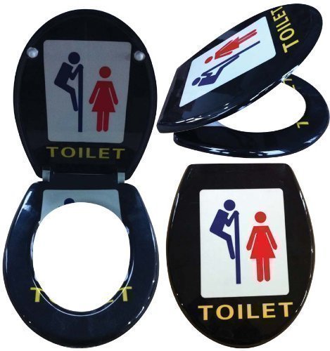 Hayrets Toilettendeckel Duroplast mit Absenkautomatik, WC-Sitz mit Toilet Mark Motiv und leichter Reinigung, Klodeckel passend für handelsüblichen WC-Becken, Belastung der Klobrille 150kg von Hayrets