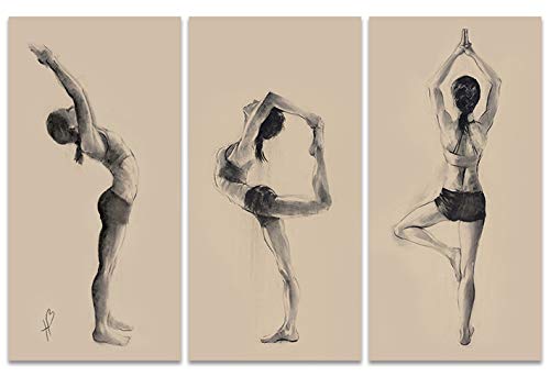 Hazel Bowman "Yoga Series Triptych, 100 x 150 cm, Leinwanddruck von Hazel Bowman