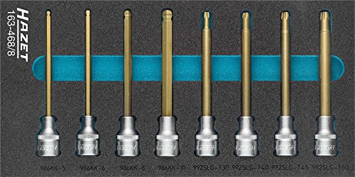 Hazet Schraubendreher-Steckschlüsseleinsatz-Satz, Vierkant 12,5 mm 1/2 Zoll, Innen TORX Profil ∙ Anzahl Werkzeuge: 8, 1 Stück, tin beschichtet, 163-468/8 von Hazet