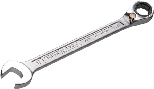 HAZET Ratschenschlüssel 606-19, Abtrieb: Außen-Doppel-Sechskant, Schlüsselweite: 19 mm, Betätigungswinkel (5°), Werkzeug für enge Schraubarbeiten an Fahrrad, Auto, etc. von Hazet