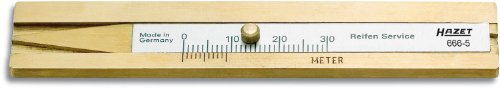 HAZET Reifenprofil-Tiefenmesser 666-5, präzise 0,1 mm Ablesung, 30 mm Messtiefe, stabile Hartmessing-Ausführung, blendfreie Ablesung, inklusive Aufbewahrungstasche von Hazet