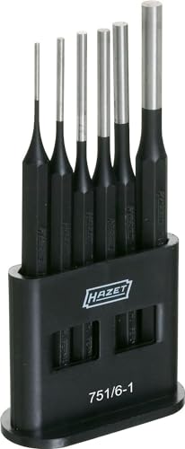 HAZET Splinttreiber Satz 751/6-1 I 6-teiliges Set I mit Kunststoffständer I passendes Set zum Ein- oder Austreiben von Nieten und anderen Verbindungselementen I Platzsparende Aufbewahrung von Hazet