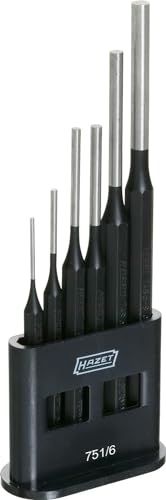 HAZET Splinttreiber-Satz 751/6 I 6-teiliges Set I passendes Set zum Ein- oder Austreiben von Splinten und anderen Verbindungselementen I Platzsparende Aufbewahrung von Hazet