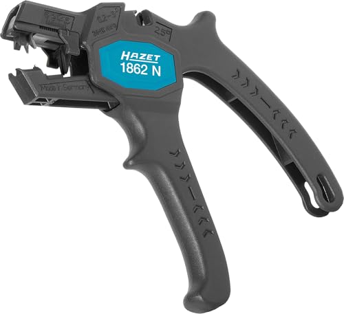 HAZET Abisolierzange 1862N, Automatisch, 180 mm Länge, Für flexible Leitungen und massive Leiter 0,2–6,0 mm, Mit Seitenschneider bis 2,5 mm, Made in Germany von Hazet