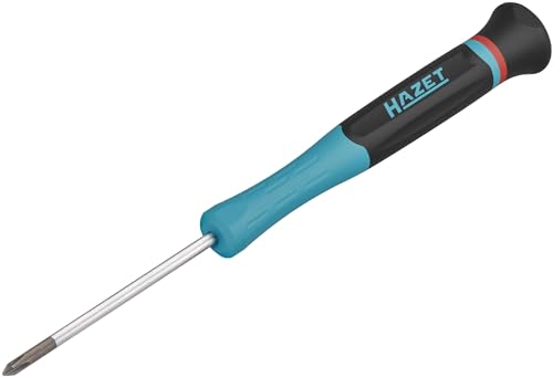 HAZET Elektronik Schraubendreher 811EL-PH0, SW PH0 Kreuzschlitz PH, Für kleinste Schrauben, Drehbarer Zentrierknopf, Sicherer Halt durch breite Griffrillen von Hazet
