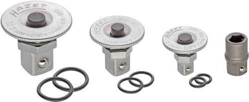 HAZET ratelringsleutel- adapterset 606/4SPC | met vergrendelknop | 4-delige set | 3 ratelringsleuteladapters met vergrendelknop | 1 bitadapter | voor ratelsleutels von Hazet