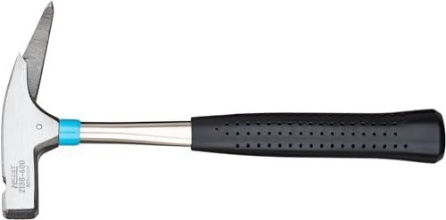 HAZET Latt-Hammer 2138-600 | Werkzeug-Hammer mit magnetischem Nagelhalter und Stahlrohlstiel, geraute Schlagfläche, Handgriff aus rutschfestem Kunststoff, Made in Germany von Hazet