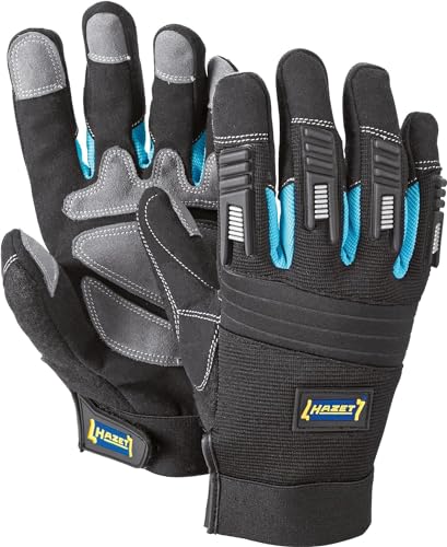 HAZET Mechaniker Handschuhe 1987-5L I Abriebbeständige, Rutschfeste Handschuhe in Größe L I Atmungsaktiv und Waschbar I passender Schutz für anspruchsvolle Aufgaben I Material: Kunstleder und PVC von Hazet