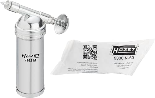 HAZET Mini-Fettpresse (für loses Fett, Füllmenge 80 g, präzise Dosierung) 2162M & Hochleistungs-Fett (Fettkissen 60 ml, ideal für HAZET Mini-Fettpresse 2162M) 9300N-60 von Hazet