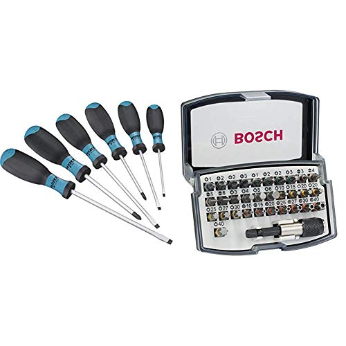 HAZET Schraubendreher-Satz 810SPC/6 & Bosch Professional 32tlg. Bit Set (Zubehör für Schraubanwendungen) von Hazet