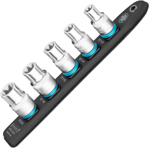HAZET Smart-Rail 900E-SR/5 I magnetische Unterseite mit 5 Steckplätzen, Antrieb: Vierkant 12,5 mm (1/2 Zoll), Abtrieb: Außen TORX Profil I Kunststoff-Steckleiste für Steckschlüssel von Hazet