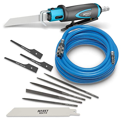 HAZET Stichsäge 9034P-2 Druckluftsäge Karosseriesäge Säge Druckluft Werkzeug + BGS Druckluftschlauch Kompressor Luftschlauch Pressluftschlauch 10 Meter lang 6 mm Innendurchmesser von Hazet