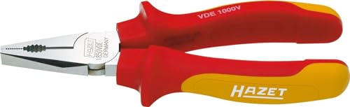 HAZET VDE-Kombinationszange 1850VDE-44 I Induktiv gehärtete Schneiden (Härte: 60 HRC) I Schutzisoliert I Ergonomischer 2-Komponenten-Griff I für präzises schneiden und halten von Materialien von Hazet