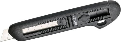 HAZET Cutter Messer 2157, Teppichmesser mit Reservekanal für Ersatzklingen, Einhandbedinung für Klingeneinzug und -Verriegelung, Länge: 167 mm, Universalmesser von HAZET