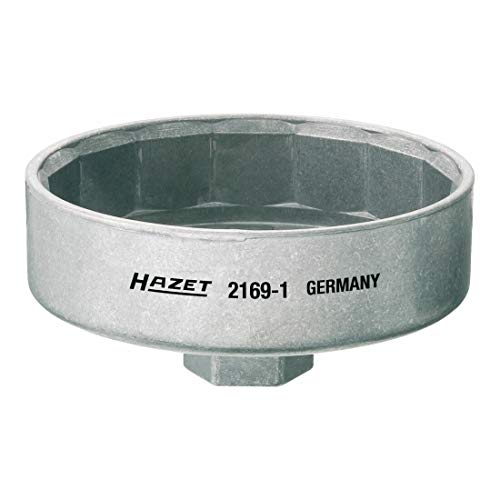 HAZET Öl-Filter-Schlüssel 2169-1 | passendes Werkzeug für verschiedene Ölfilter mit einem Durchmesser von 102 mm, Antrieb: Vierkant 12,5 mm, Abtrieb: Außen 15-kant, Made in Germany von Hazet