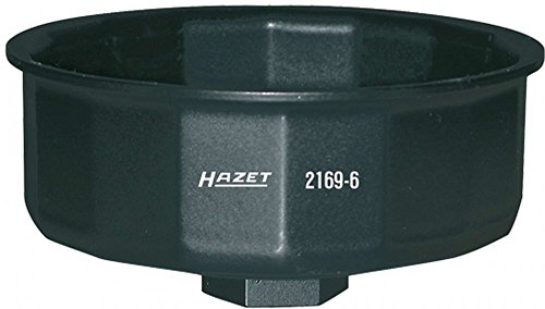 HAZET Öl-Filter-Schlüssel 2169-6 | passendes Werkzeug für verschiedene Ölfilter mit einem Durchmesser von 97 mm, Antrieb: Vierkant 12,5 mm, Abtrieb: Außen 16-kant, Made in Germany von Hazet