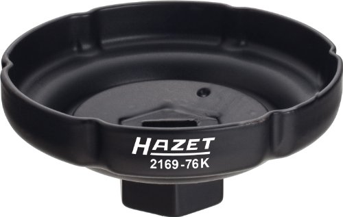 HAZET Öl-Filter-Schlüssel 2169-76K | passendes Werkzeug für verschiedene Ölfilter mit einem Durchmesser von 85 mm, Antrieb: Vierkant 12,5 mm, Abtrieb: 76 mm Rillenprofil, Made in Germany von Hazet
