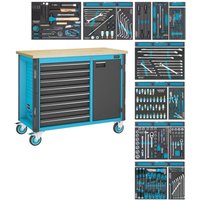 Fahrbare Werkbank, Schubladen, flach: 8 x 81 x 522 x 398 mm, Anzahl Werkzeuge: 244 - Hazet von Hazet