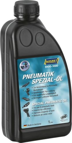 HAZET Pneumatik Spezial-Öl 9400-1000 I 1 l, Silikonfreies Spezial-Öl für Pneumatik-Werkzeuge wie Schlagschrauber und Schleifgeräte, Erhöhung von Maschinenstandzeiten, Made in Germany HAZET Pneumatik Spezial-Öl 9400-1000 I 1 l, Silikonfreies Spezial-Öl für Pneumatik-Werkzeuge wie Schlagschrauber und Schleifgeräte, Erhöhung von Maschinenstandzeiten, Made in Germany von Hazet