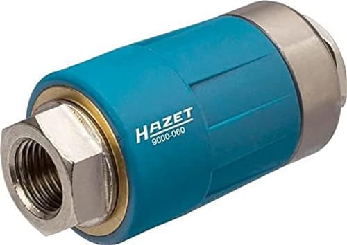 HAZET Sicherheits-Kupplung 9000-060 I Sichere Druckluft Schnellkupplung, Innengewinde 12,91 mm (1/4 Zoll), für alle Luftanschluss-Nippel, 0-20 bar, ungewollte Schlauch-Trennung ausgeschlossen von Hazet