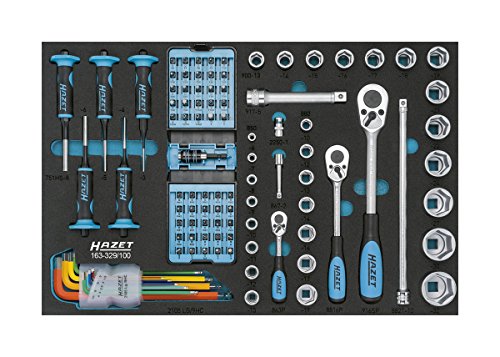 Hazet Werkzeug-Sortiment 163-329/100 | HAZET Safety-Insert-System (SIS) - Perfektes Ordnungssystem – alle Werkzeuge rüttelfest eingebettet | Länge: 519 mm x 342 mm von Hazet